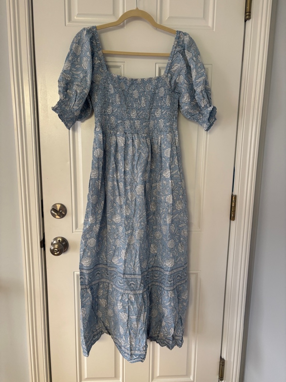 Roberta Roller Rabbit Powder Blue Floral Smocked Maxi Dress